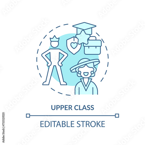 Upper class soft blue concept icon. Class system. Richest members of society. Affluent lifestyle. Round shape line illustration. Abstract idea. Graphic design. Easy to use in article