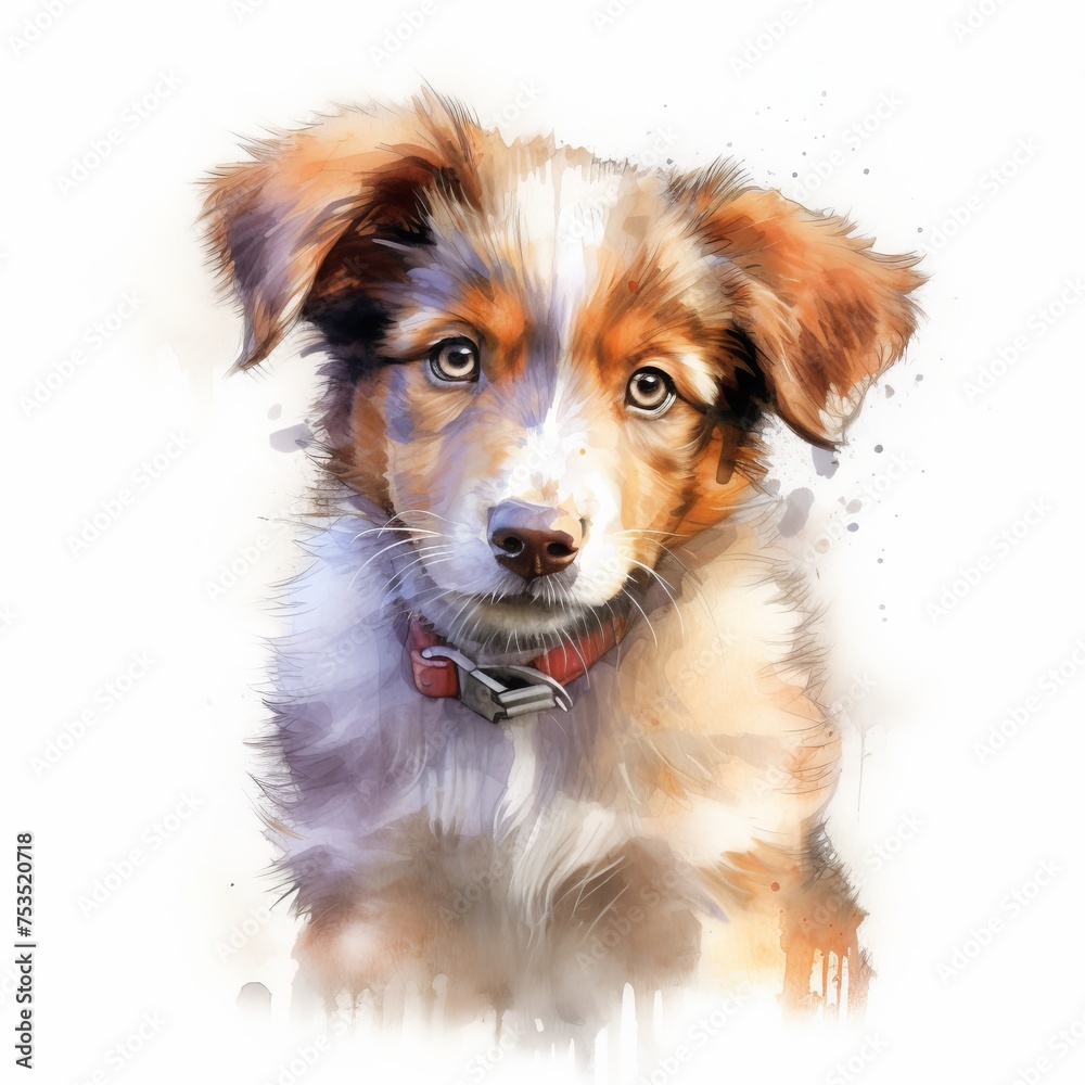 drawing illustration of border collie dog isolated on white