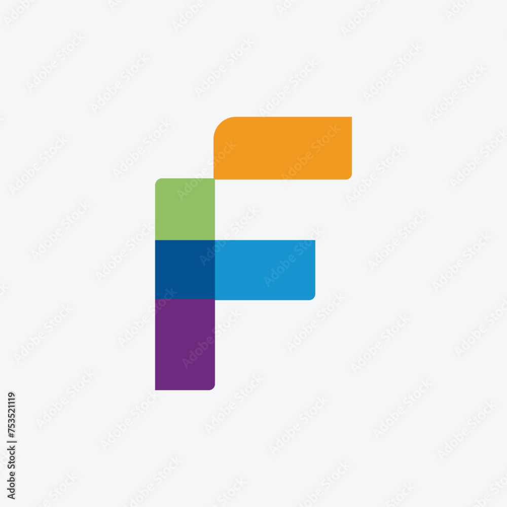 Creative F Letter Logo Design with Swoosh Icon Vector