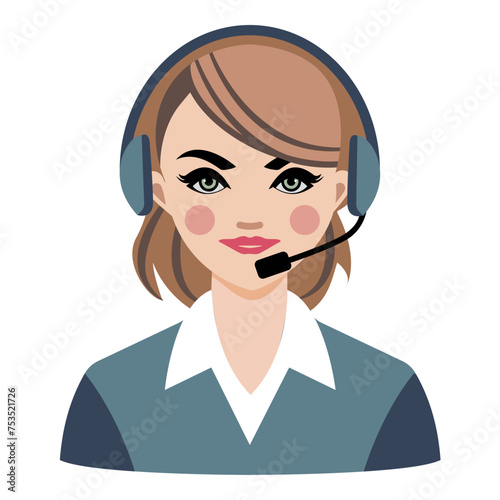 Call center operator with headset