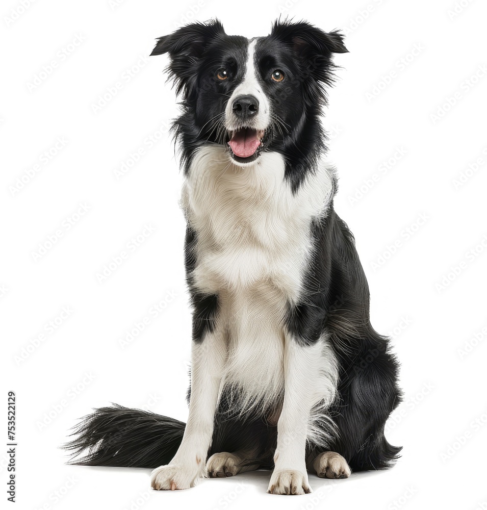 Attentive Border Collie Sitting Proudly in Studio - A Study in Contrast - Generative AI
