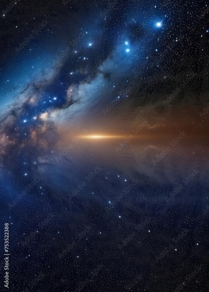 Fototapeta premium Deep blue night sky universe with stars, nebula and galaxy