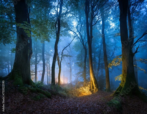 Mystical Forest with beaming light through the trees   © Barry Stead