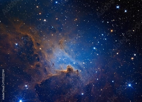 Deep blue night sky universe with stars  nebula and galaxy