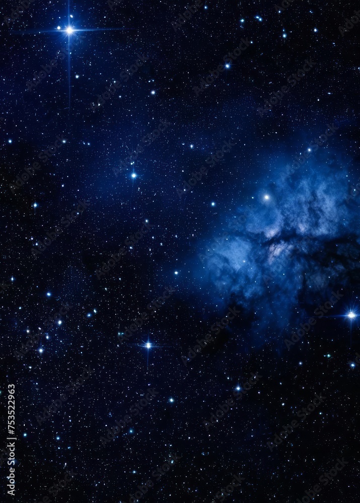 Deep blue night sky universe with stars, nebula and galaxy Deep blue night sky universe with stars, nebula and galaxy