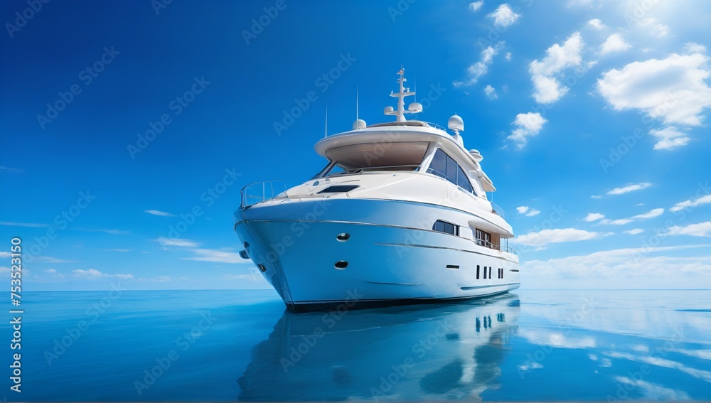 yacht sailing on the blue sea with small waves and clear sky