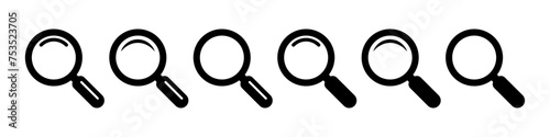 Magnifying glass icon, vector magnifier or loupe sign. Web search icon.