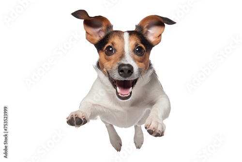 happy dog ​​Jack Russell jumping on a transparent background © Екатерина Клищевник