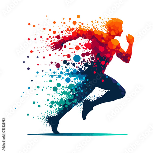 silhouette of man running with splashing paint