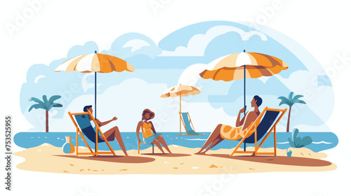 Vector beach situation on a white background.