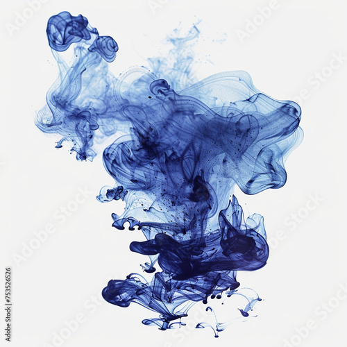 Blue ink stain on white background, blue ink on water, design, water, color, blue, smoke