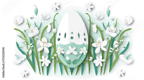 Vector of Easter card with eggs and snowdrops.
