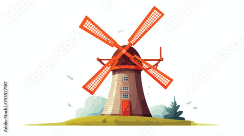 Windmill button isolated. Flat vector illustration.