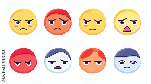 Sad emoji face flat style icon design Cartoon expres photo