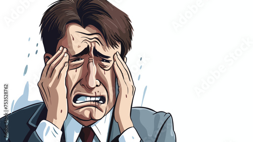 Sad businessman crying freehand draw cartoon vector