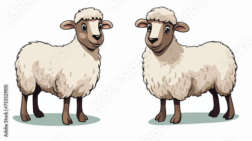 Sheep animal cartoon freehand draw cartoon vector illustration