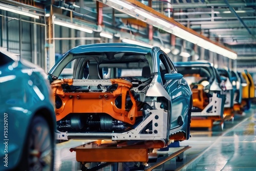  Mass production assembly line of modern cars. Making car in factory. © Haleemullah
