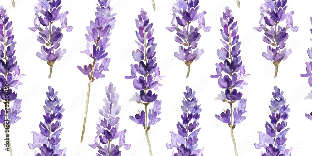 Pressed lavender flowers that have dried. Seamless pattern. Generative Ai