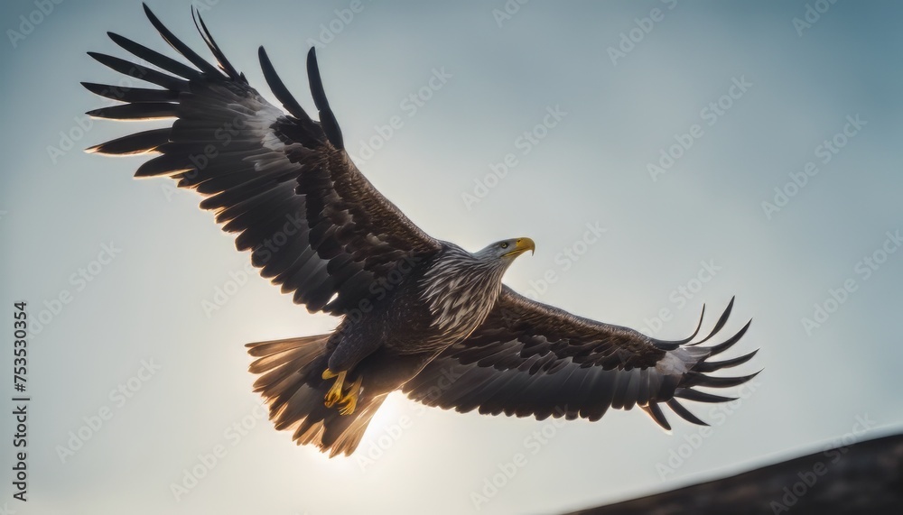 Fototapeta premium view of photo bald eagle perched majestically on tree branch
