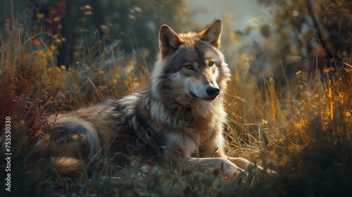 a cinematic and Dramatic portrait image for wolf