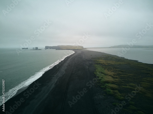 Vik . Black beach. Iceland . Drone
