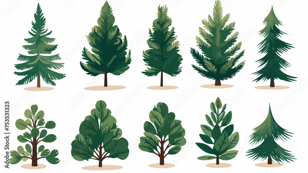 Spruce tree symbols christmas tree Flat vector illustration - obrazy, fototapety, plakaty 
