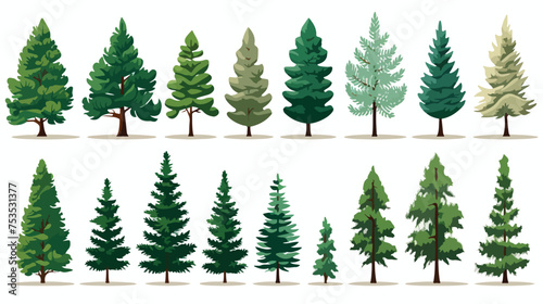 Spruce tree symbols christmas tree Flat vector illustration