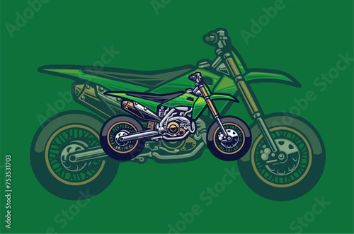 The sport trail bike logo with a green motorbike and a matching green background, reflects the spirit of outdoor adventure and harmony with the environment, offering a fresh and dynamic style.