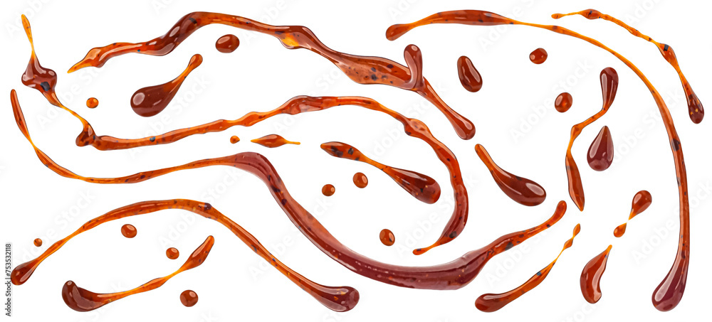 Εκτύπωση καμβά Teriyaki sauce splashes isolated on white background