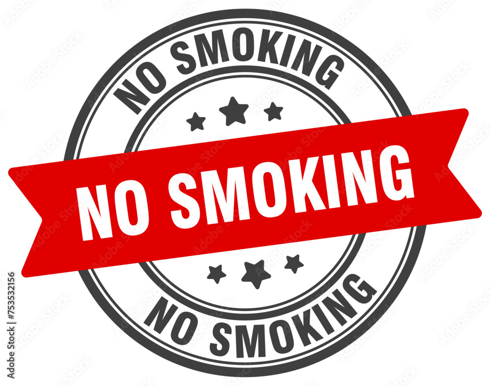no smoking stamp. no smoking label on transparent background. round sign