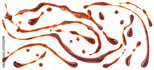 Foto Teriyaki sauce splashes isolated on white background