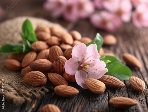 nuts almonds on a wooden background