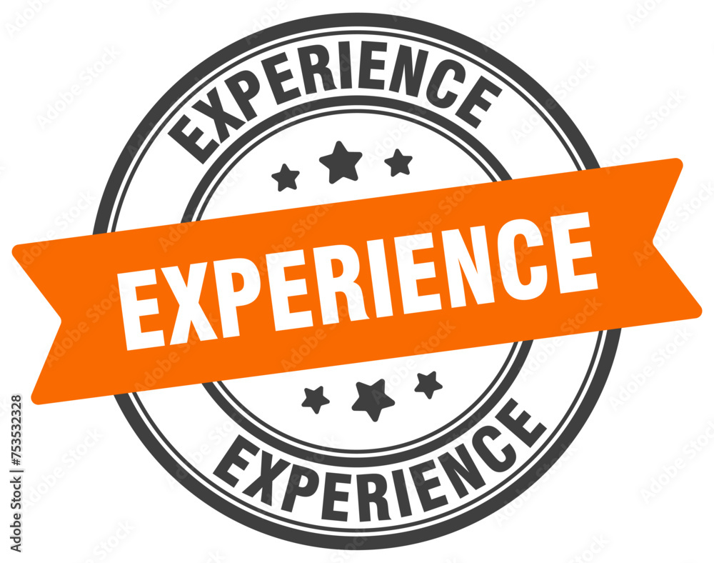 experience stamp. experience label on transparent background. round sign