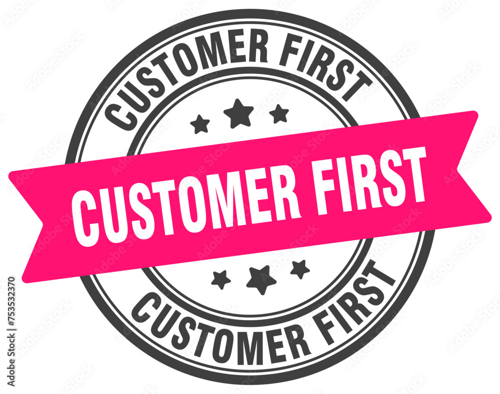 customer first stamp. customer first label on transparent background. round sign