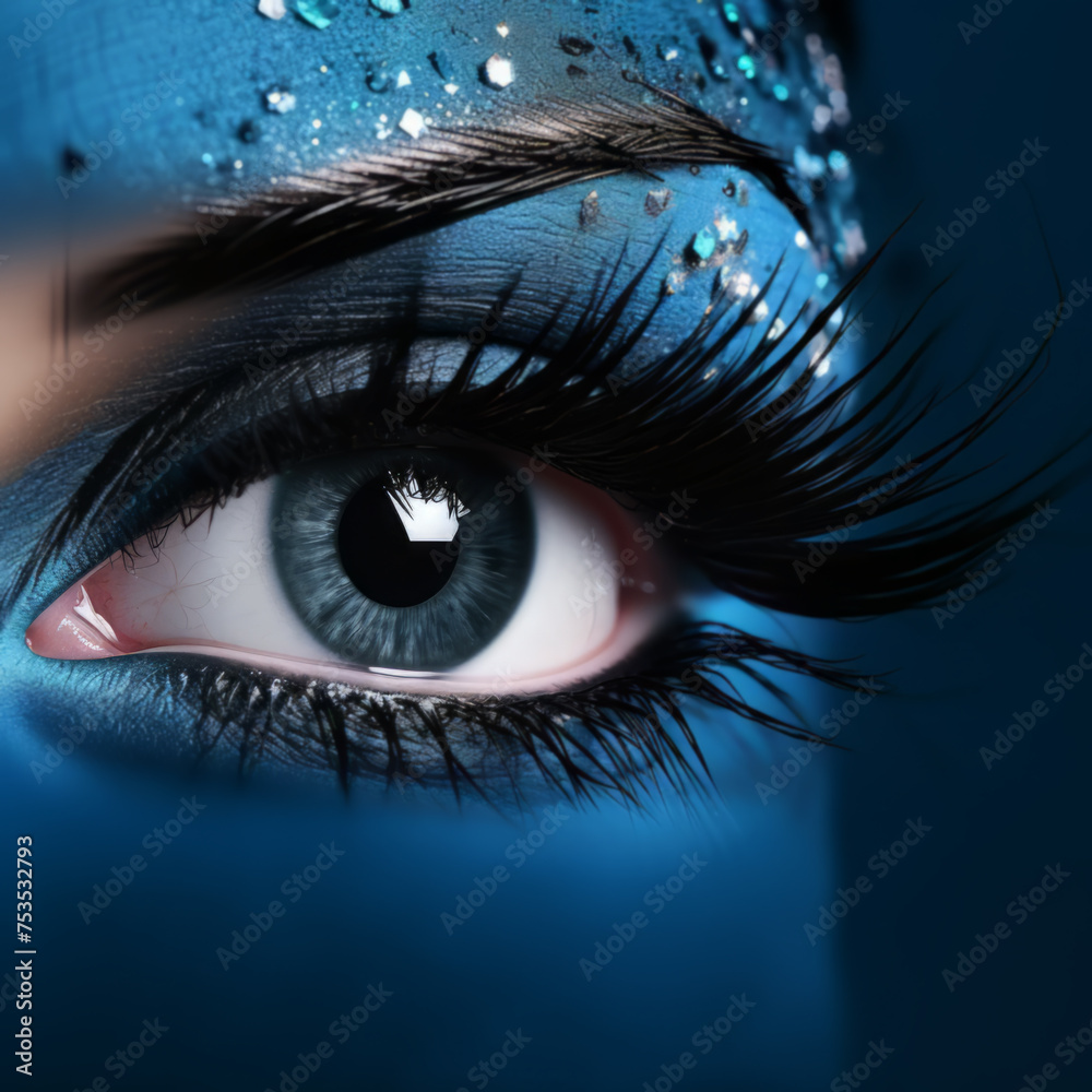 Close-up of Blue Eye with Dramatic Makeup