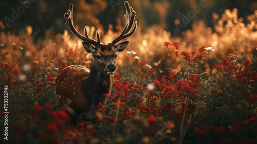 a cinematic and Dramatic portrait image for deer photo