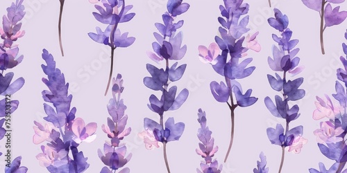 Pressed lavender flowers that have dried. Seamless pattern. Generative Ai