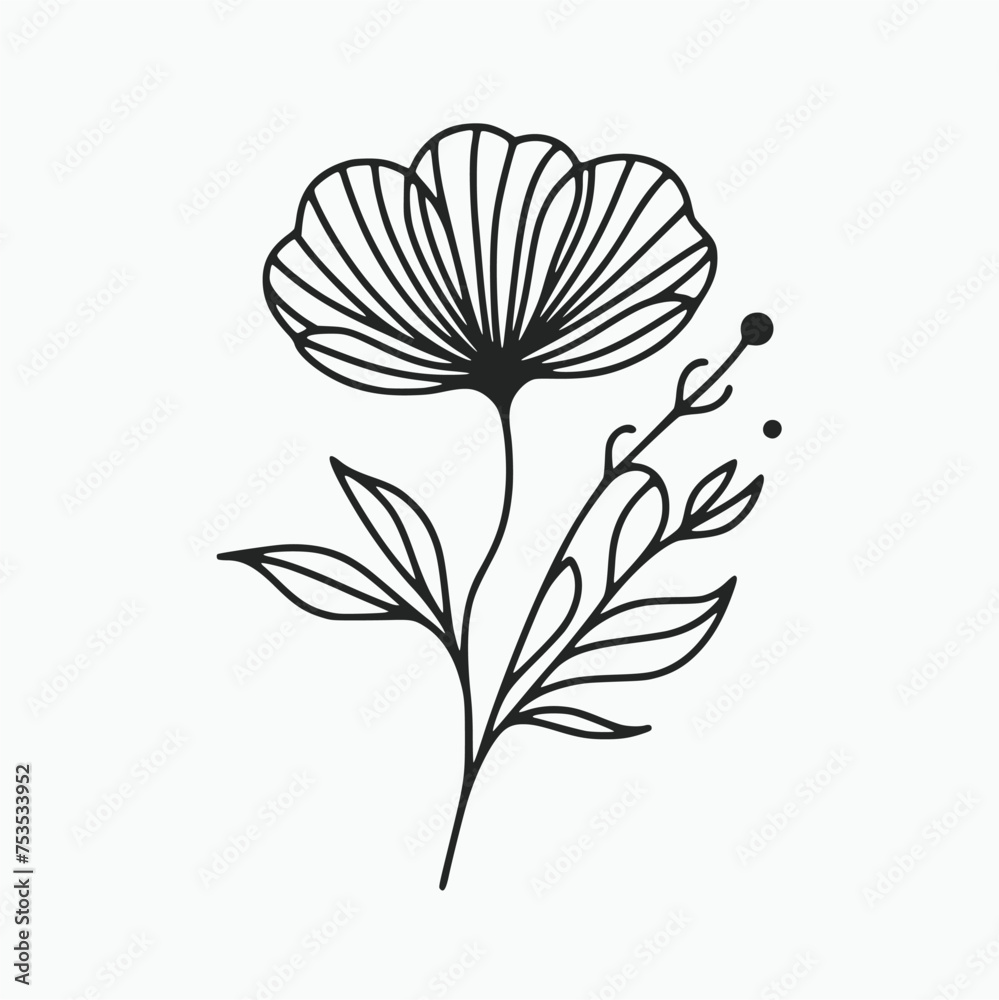hand drawn flower vector isolated