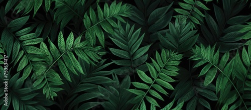 Seamless pattern with tropical fern leaves Exotic plant illustration for eco fashion #753534117