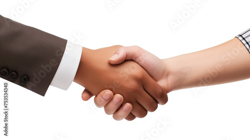 Handshake between two business men and women isolated on transparent background Remove png, Clipping Path, pen tool