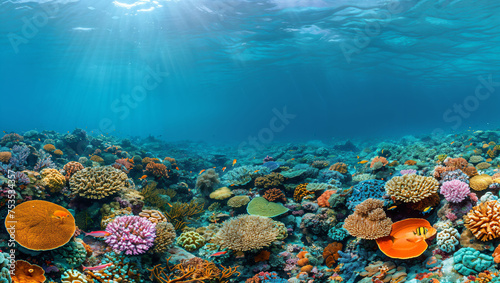 Underwater marvel, a vibrant coral reef bustling with diverse aquatic life, highlighting the delicate balance of marine ecosystems