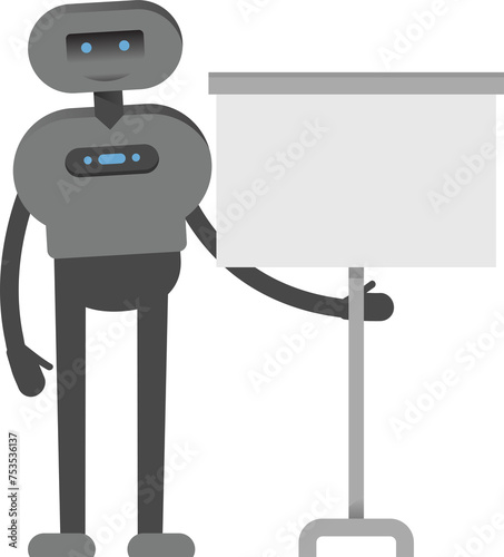 Robot Character Presenting Whiteboard  © bigpa