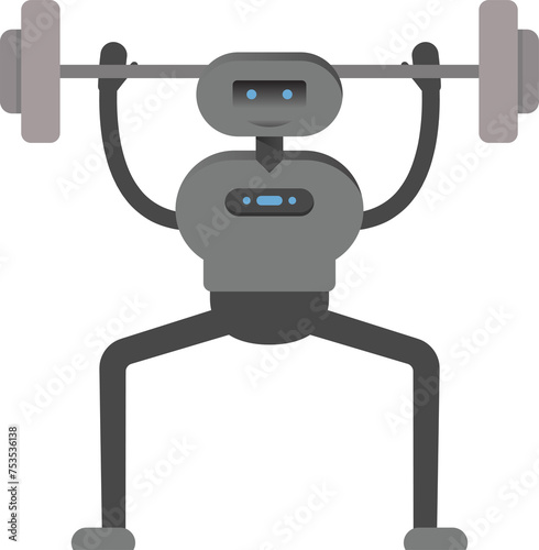 Robot Character Lifting Barbell 