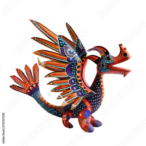 Colorful Alebrije Wood Carving Isolated © Tony A