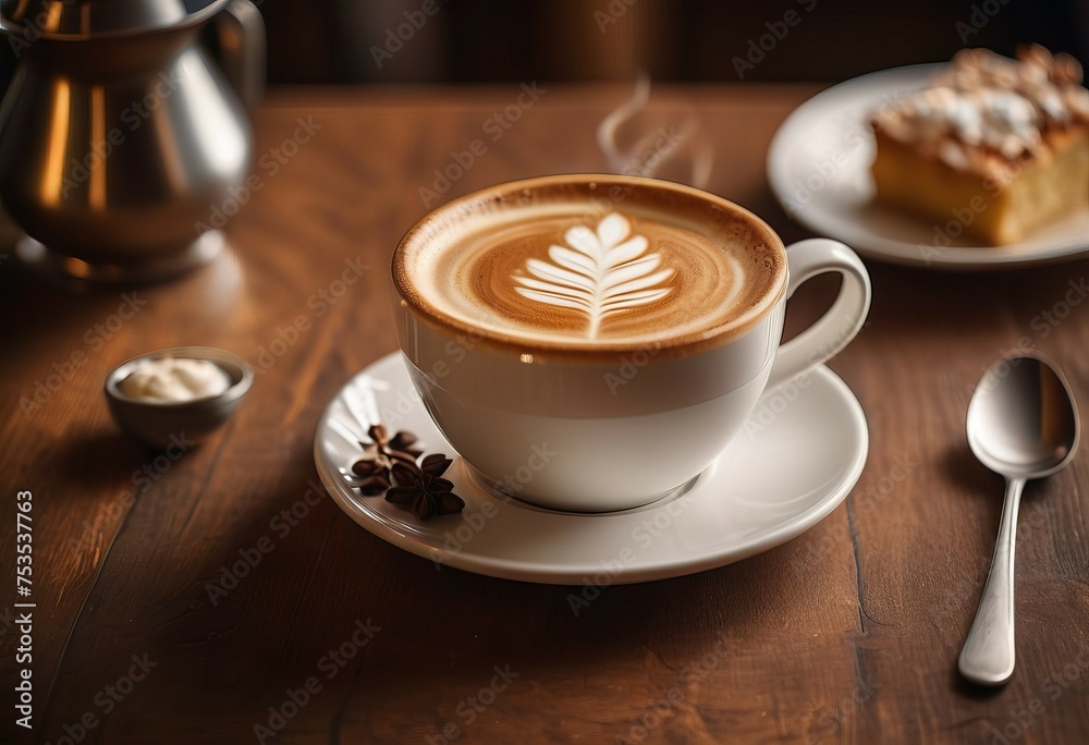 Elegant Cappuccino Rests on Table Elegant Cappuccino Rests on Table
