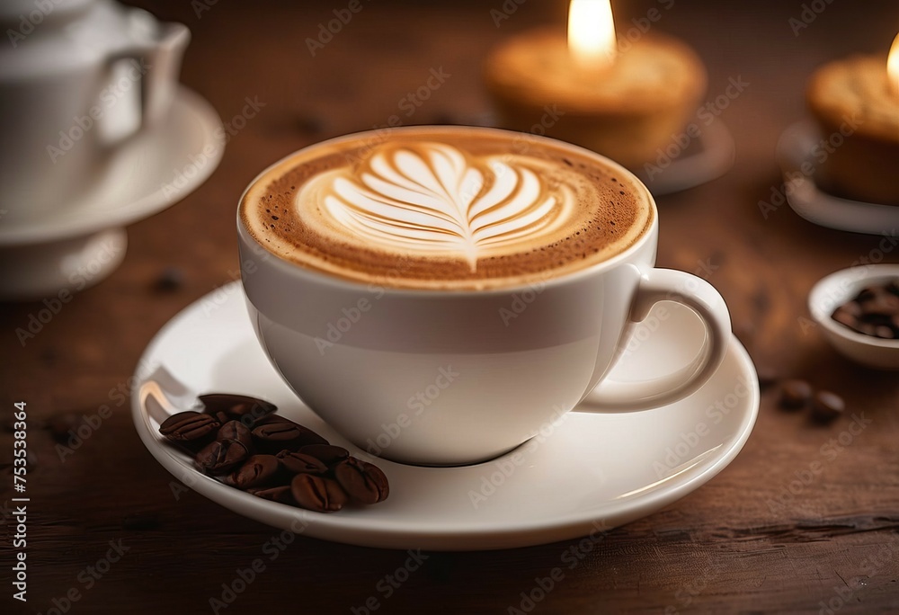 Elegant Cappuccino Rests on Table Elegant Cappuccino Rests on Table