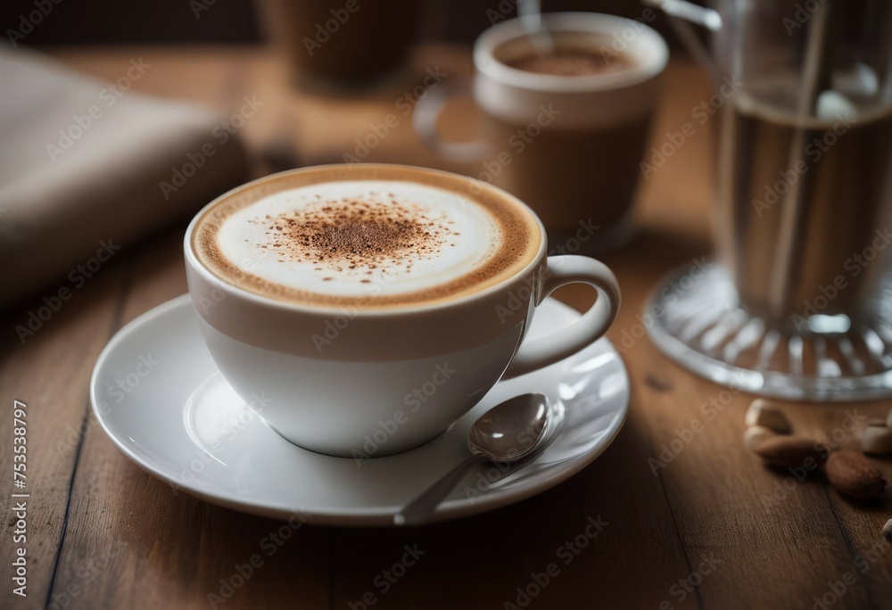Elegant Cappuccino Rests on Table Elegant Cappuccino Rests on Table