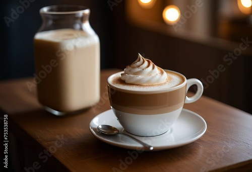 Elegant Cappuccino Rests on Table