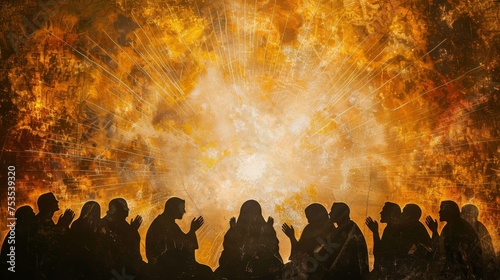 Silhouette of the disciples receiving the Holy Spirit at Pentecost photo