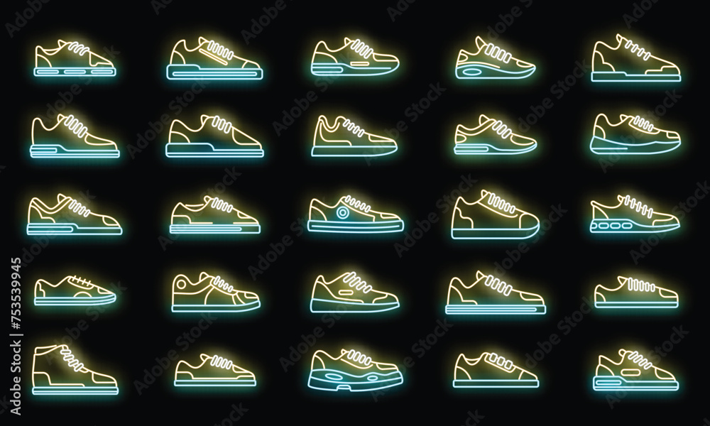 Fotografija Sneakers icons set outline vector
